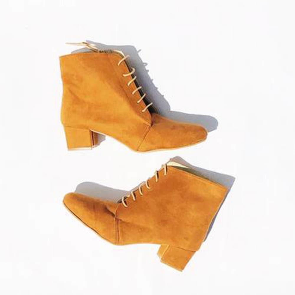 LAST CHANCE Vegan suede lace up ankle booties